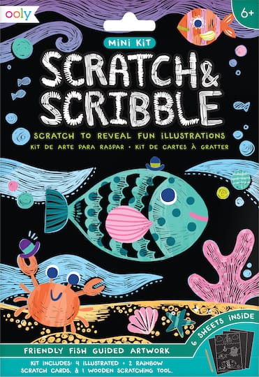 OOLY Mini Scratch &#x26; Scribble Friendly Fish Art Kit